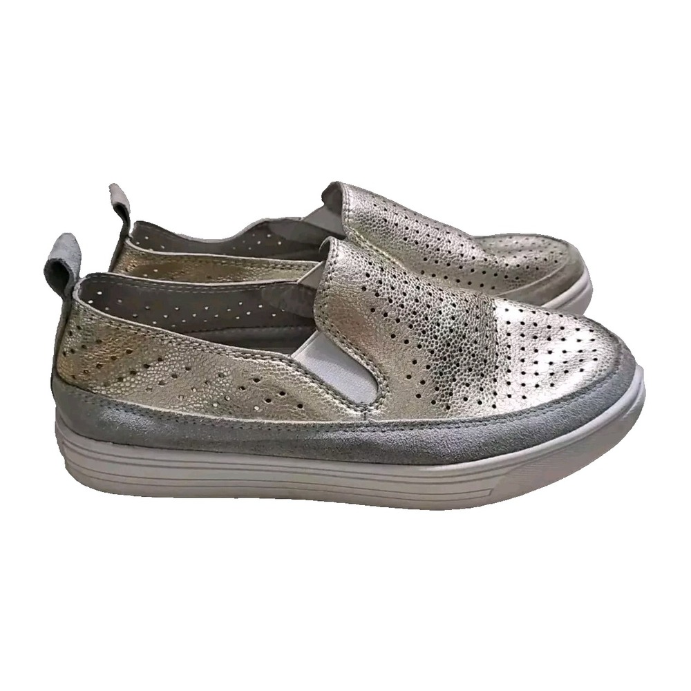 Y2K Bernie Mev Chunky Platform Gold Leather Slip-on Sneakers Sz 7.5 Comfort